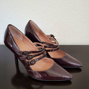 Tahari Bianca Plum Leather Classic Heels